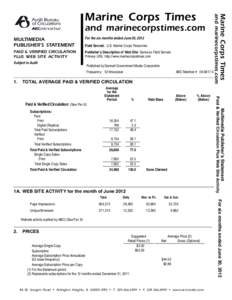 MULTIMEDIA PUBLISHER’S STATEMENT For the six months ended June 30, 2012  PAID & VERIFIED CIRCULATION