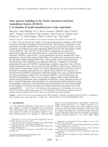 JOURNAL OF GEOPHYSICAL RESEARCH, VOL. 108, NO. D22, 8850, doi:2003JD003994, 2003  Snow process modeling in the North American Land Data Assimilation System (NLDAS): 2. Evaluation of model simulated snow water equ