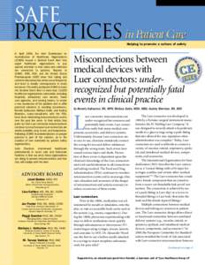 Volume 3, No.2  Safe Practices in Patient Care  Helping to promote a culture of safety