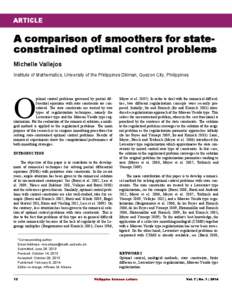 ARTICLE  A comparison of smoothers for stateconstrained optimal control problems Michelle Vallejos Institute of Mathematics, University of the Philippines Diliman, Quezon City, Philippines