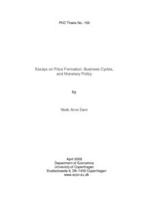 PhD Thesis NoEssays on Price Formation, Business Cycles, and Monetary Policy  by