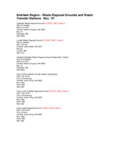 Interlake Region - Waste Disposal Grounds and Waste Transfer Stations