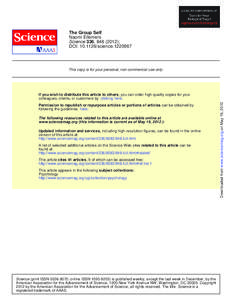 The Group Self Naomi Ellemers Science 336, [removed]); DOI: [removed]science[removed]This copy is for your personal, non-commercial use only.