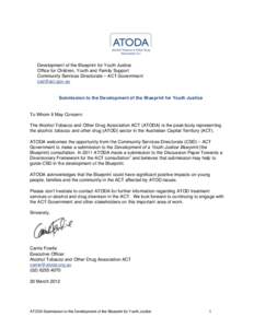 ATODA Submission Blueprint for Youth Justice Final March 2012
