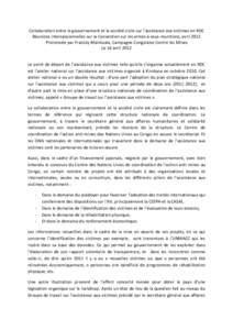 Collaboration entre le gouvernement et la société civile sur l’assistance aux victimes en RDC Réunions intersessionnelles sur la Convention sur les armes à sous-munitions, avril 2012 Prononcée par Francky Maintual