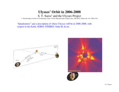 Ulysses’ Orbit in[removed]S. T. Suess1 and the Ulysses Project 1. National Space Science & Technology Center, NASA Marshall Space Flight Center, MS XD12, Huntsville, AL[removed]USA “Quadratures” and a description o