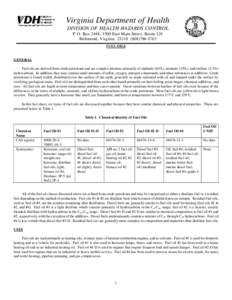 Virginia Department of Health DIVISION OF HEALTH HAZARDS CONTROL P.O. Box 2448, 1500 East Main Street, Room 124 Richmond, Virginia[removed]1763 FUEL OILS