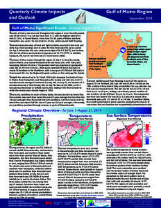 Gulf of Maine Region  Quarterly Climate Impacts and Outlook  September 2014