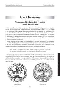 Tennessee Symbols And Honors  Tennessee Blue Book About Tennessee Tennessee Symbols And Honors