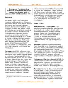 ETOP Situation Report for October with a Forecast till mid-December, 2011