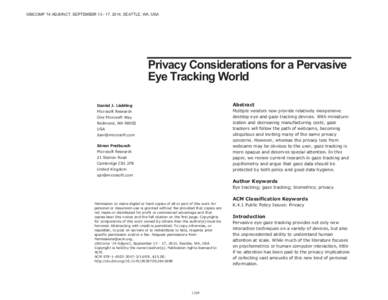 Privacy Considerations for a Pervasive Eye Tracking World