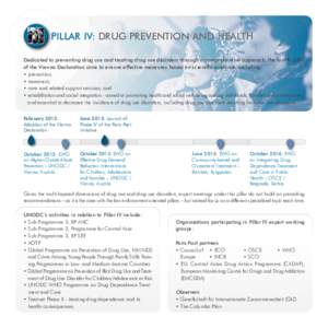 PILLAR IV: DRUG PREVENTION AND HEALTH Dedicated to preventing drug use and treating drug use disorders through a comprehensive approach, the fourth pillar of the Vienna Declaration aims to ensure effective measures based
