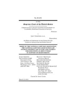 Amicus brief filed on behalf of the National LGBT BAr Association in CLS v. Martinez (March 15, 2010)