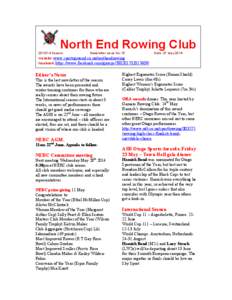 North End Rowing Club  [removed] Season       Newsletter Issue No.15    