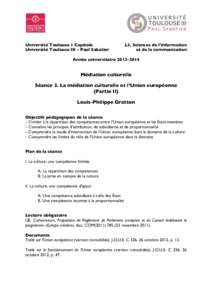 Université Toulouse 1 Capitole Université Toulouse III – Paul Sabatier L3, Sciences de l’information et de la communication