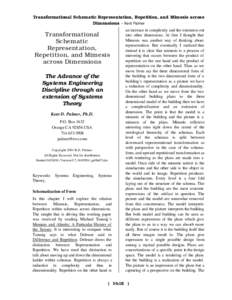 Transformational Schematic Representation, Repetition, and Mimesis across Dimensions -- Kent Palmer Transformational Schematic Representation,