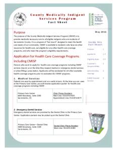 County Medically Indigent Services Program Fact Sheet Purpose