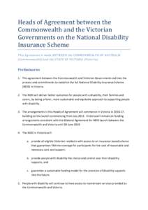 Heads of Agreement between the Commonwealth and the Victorian Governments on the National Disability Insurance Scheme