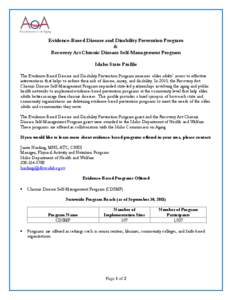 Evidence-Based Program Idaho State Profile