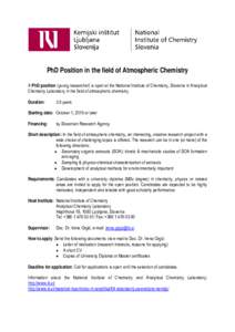 Microsoft Word - PhD Position in the field of Atmospheric Chemistry.docx