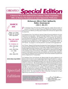 OBD&EO  Special Edition A Delaware River Port Authority/Port Authority Transit Corporation Office of Business Development & Equal Opportunity Publication