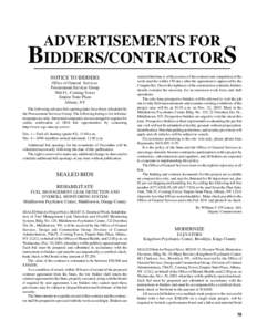 ADVERTISEMENTS FOR  BIDDERS/CONTRACTORS NOTICE TO BIDDERS Office of General Services Procurement Services Group