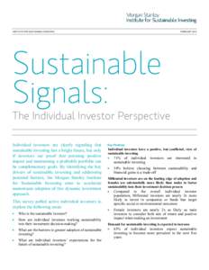 INSTITUTE FOR SUSTAINABLE INVESTING  FEBRUARY 2015 The Individual Investor Perspective Individual investors are clearly signaling that