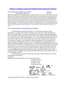 Southern Campaign American Revolution Pension Statements & Rosters Pension application of William Linn VAS936 Transcribed by Will Graves vsl 11VA[removed]