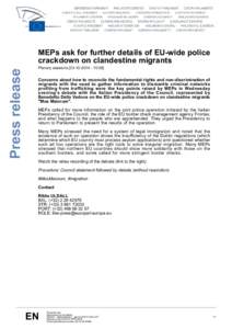 Press release  MEPs ask for further details of EU-wide police crackdown on clandestine migrants Plenary sessions[removed]:56]