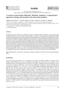 A revision of Apteromantis (Mantodea: Mantidae, Amelinae): A comprehensive approach to manage old taxonomic and conservation problems