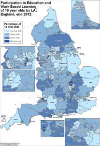 Participation in Education and Work Based Learning of 16 year olds by LA: England, end[removed]North