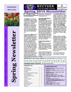 Spring Newsletter March 10, 2014 Principal’s Corner  Spring Newsletter