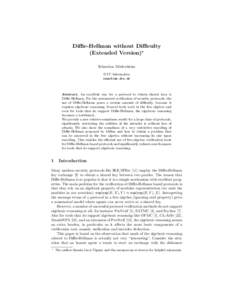 Diffie-Hellman without Difficulty (Extended Version)? Sebastian M¨odersheim DTU Informatics 