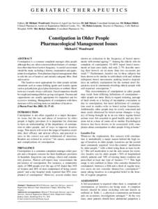 G E R I AT R I C T H E R A P E U T I C S Editors: Dr Michael Woodward, Director of Aged Care Services, Dr Juli Moran, Consultant Geriatrician, Mr Rohan Elliott, Clinical Pharmacist, Austin & Repatriation Medical Centre, 