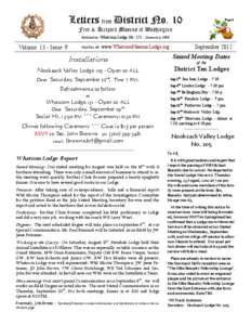 Letters from District No. 10  Page 1 Free & Accepted Masons of Washington Published by: Whatcom