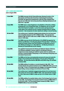 KEY ANNOUNCEMENTS  KEY ANNOUNCEMENTS (June to August[removed]June 2004