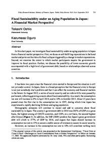 Policy Research Institute, Ministry of Finance, Japan, Public Policy Review, Vol.9, No.4, September[removed]Fiscal Sustainability under an Aging Population in Japan: A Financial Market Perspective*