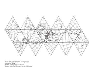 Fuller Dymaxion (Snyder’s Arrangement); Polyhedral Globe; Neither Conformal or Equal-area; Source: John Parr Snyder’s Personal Software  