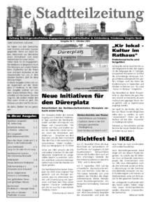 Die Stadtteilzeitung Zeitung für bürgerschaftliches Engagement und Stadtteilkultur in Schöneberg, Friedenau, Steglitz Nord Ausgabe Nr. 5 - Oktober 2003