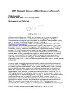 NTP Research Concept: N-Butylbenzenesulfonamide Project Leader Cynthia V. Rider, Ph.D., NTP/Toxicology Branch Background and Rationale