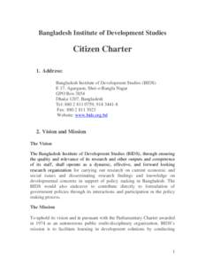 Bangladesh Institute of Development Studies / Sher-e-Bangla Nagor / Agargaon / Bangladesh / Horn Economic and Social Policy Institute / Dhaka / Asia / Political geography