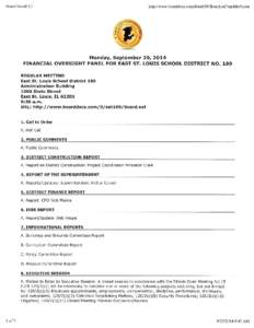 Financial Oversight Panel for East St. Louis School District No. 189 Monday, September 29, 2014