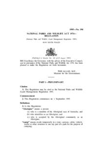 1995—No. 394 NATIONAL PARKS AND WILDLIFE ACT 1974— REGULATION (National Parks and Wildlife (Land Management) Regulation[removed]NEW SOUTH WALES