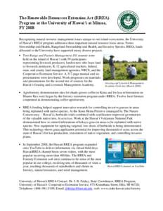 Agroforestry / University of Hawaiʻi at Mānoa / Cooperative extension service / Economy of the United States / Higher education / University of Hawaii / Agriculture in the United States / Rural community development