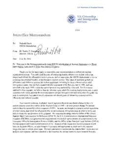 USCIS Response to CISO Recommendation 24, June 20, 2006, (PDF, 23 pages – 219 KB)