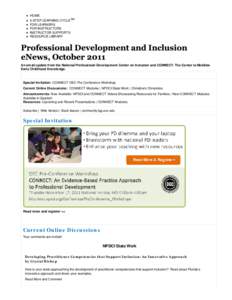 Professional Development and Inclusion eNews, October 2011 — Early Childhood Community