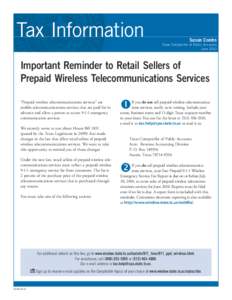 [removed]Important Reminder to Retail Sellers of Prepaid Wireless Telecommunications Services