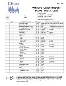 May 1, 2014  WINTER’S TURKEY PRODUCT