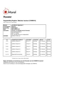 Rooster Dagopleiding Register- Makelaar taxateur (SVMNIVO) (onder voorbehoud van roostermutaties) Module Cursusplaats