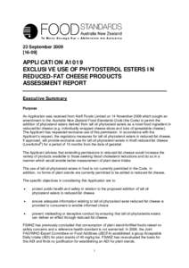 Microsoft Word - A1019 Phytosterol esters in low fat cheese AR FINAL.doc